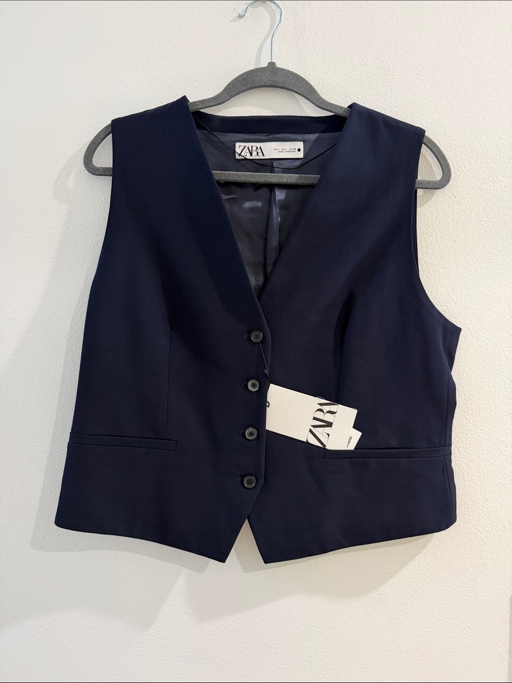 ZARA Navy Tailored Sleeveless Vest